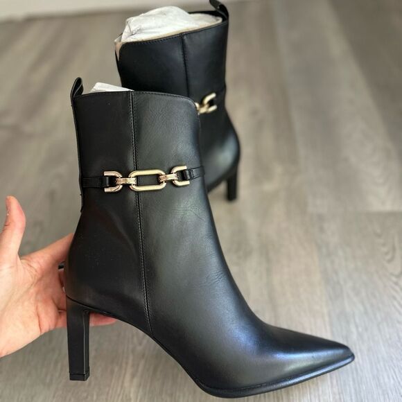 Zara Heeled Leather Ankle Boots New - Picture 10 of 10